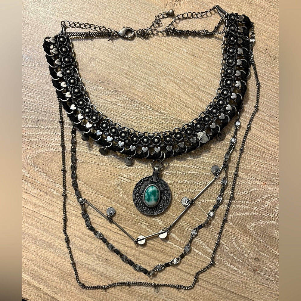 Free People layered silver choker